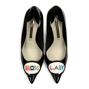 BRAND NEW Sophia Webster BOSS LADY PATENT LEATHER PUMP Heels SIZE 38.5‎ Black